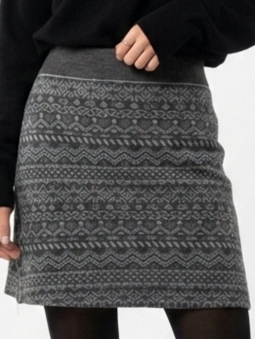 KUHL Adriana Wool Fair Isle Patterned Skirt Gray XS